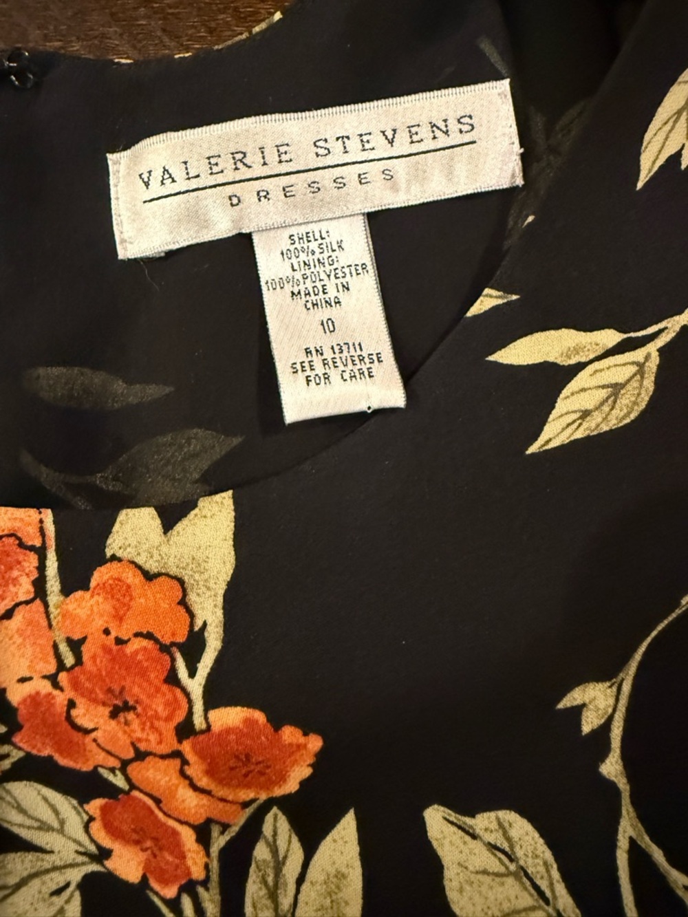 Valerie Stevens Floral Maxi Dress Black Orange Sleeveless Silk Size 10 Elegant - Picture 4 of 11